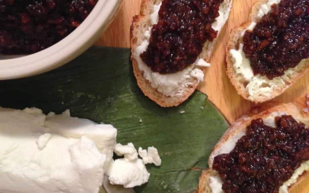 Bacon Jam and Goat Cheese Crostini
