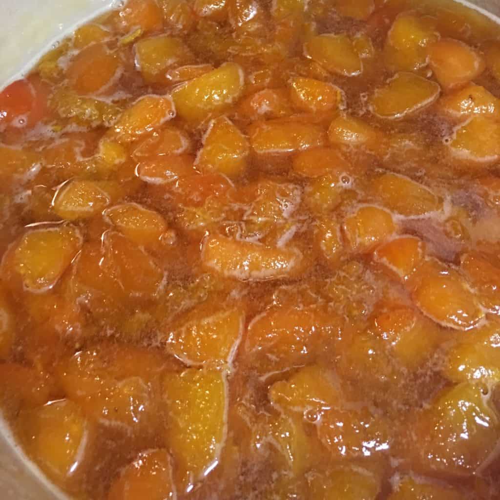 Making apricot jam - cooking is finished