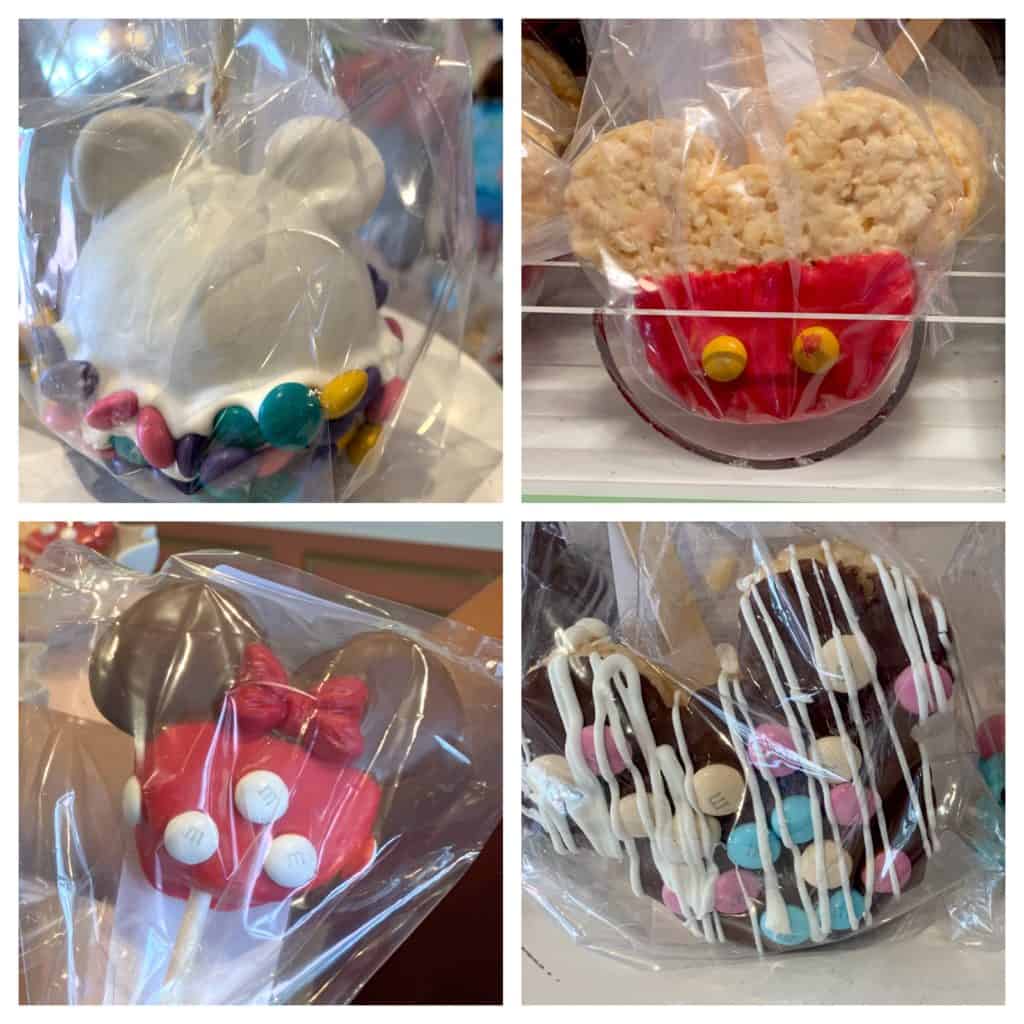 Different Mickey-shaped treats from Main Street Confectionery