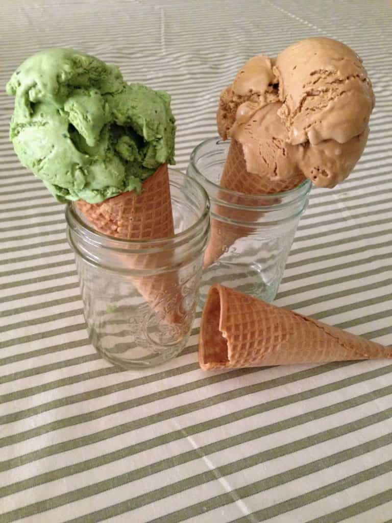 No-churn ice creams in cones