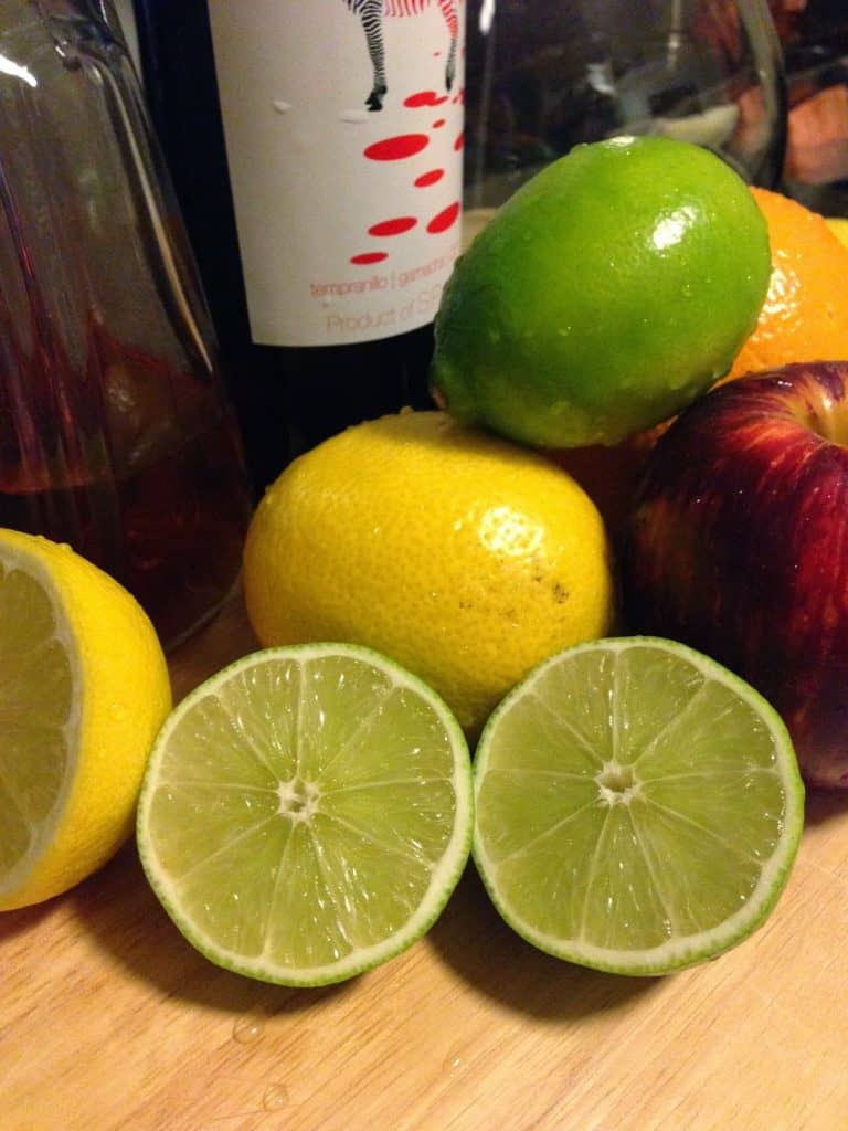 Fruits being prepped for sangria