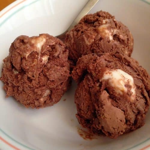 S'mores Ice Cream in a bowl - closeup