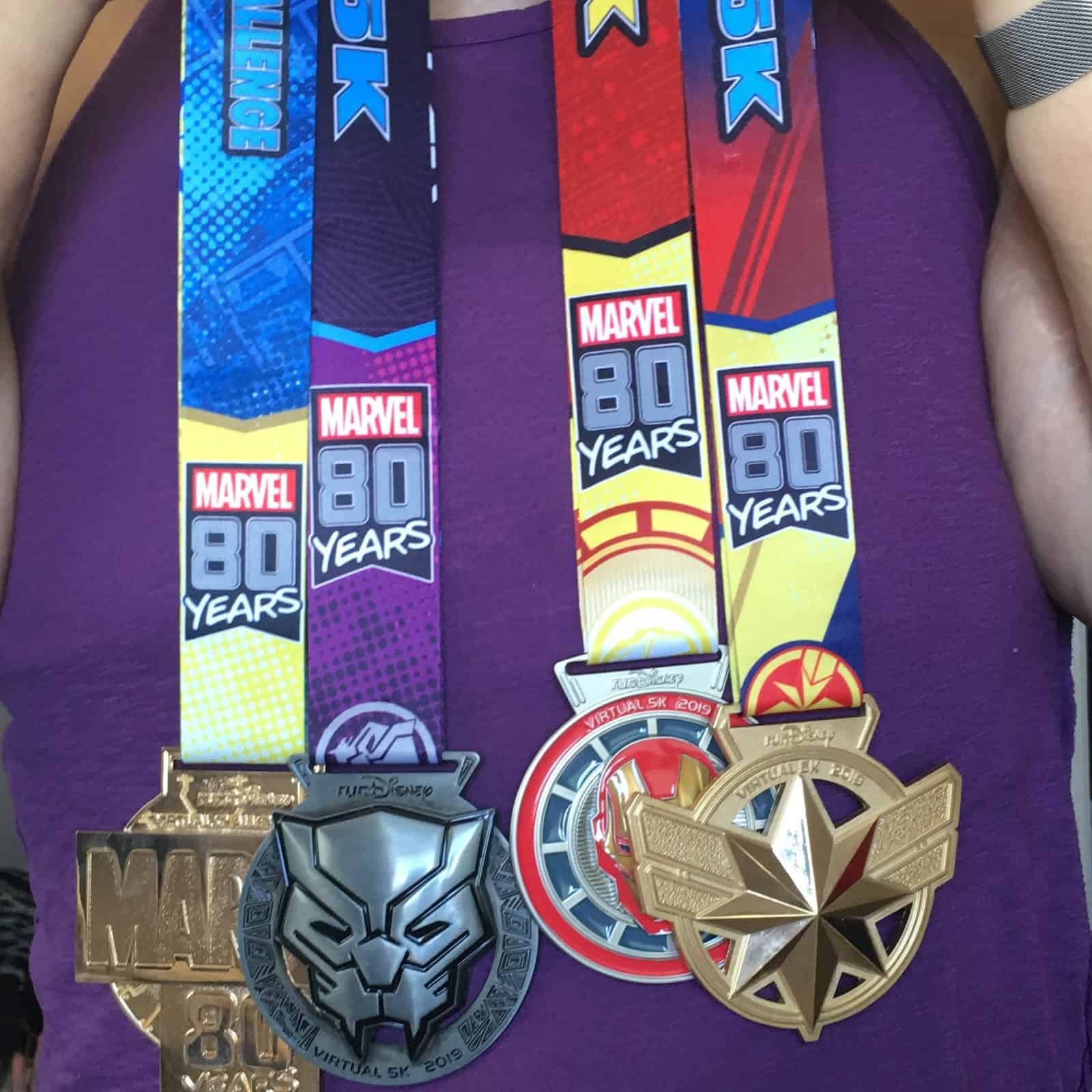 Set of 4 race medals from the virtual 5K races