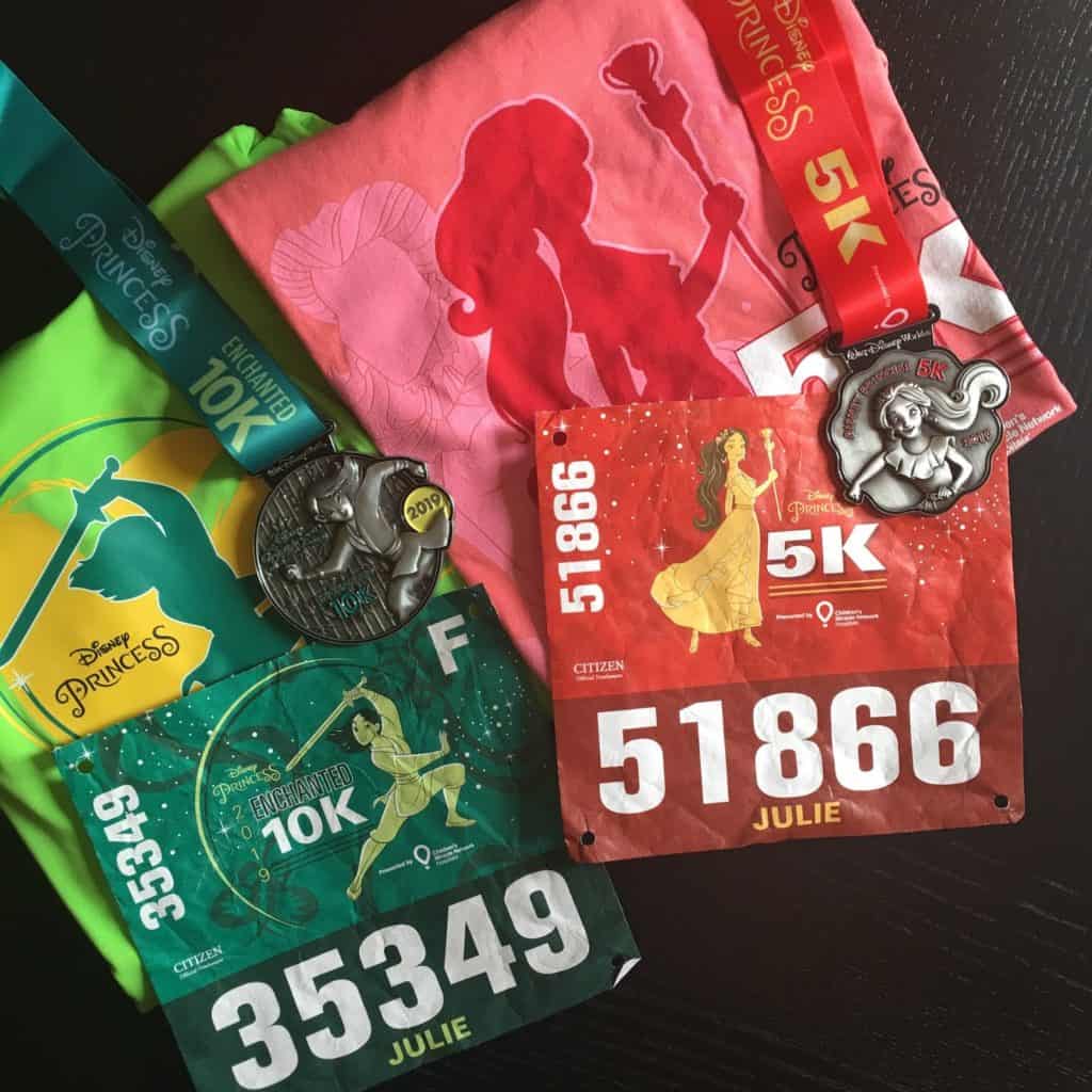 5K & 10K race bibs and medals