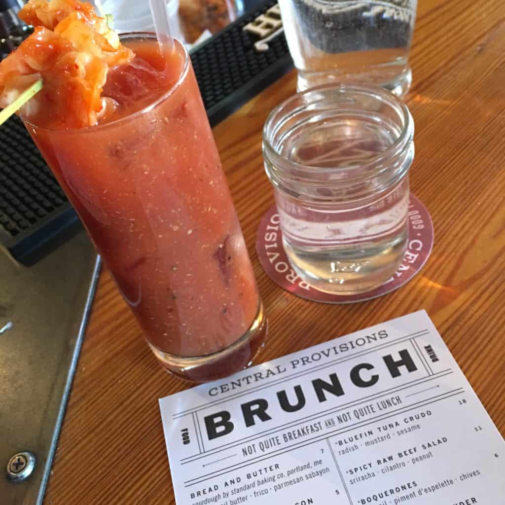 Bloody mary and menu from Central Provisions