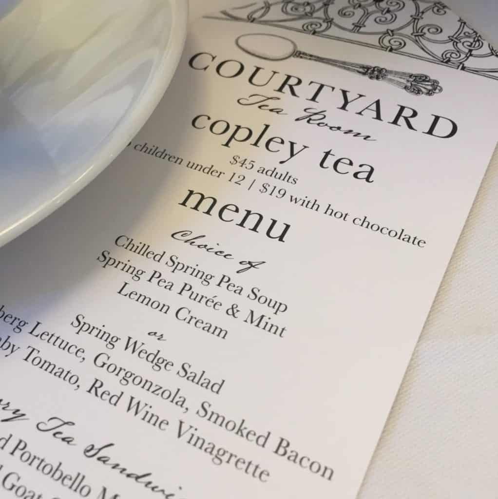 Courtyard Tea Room - menu