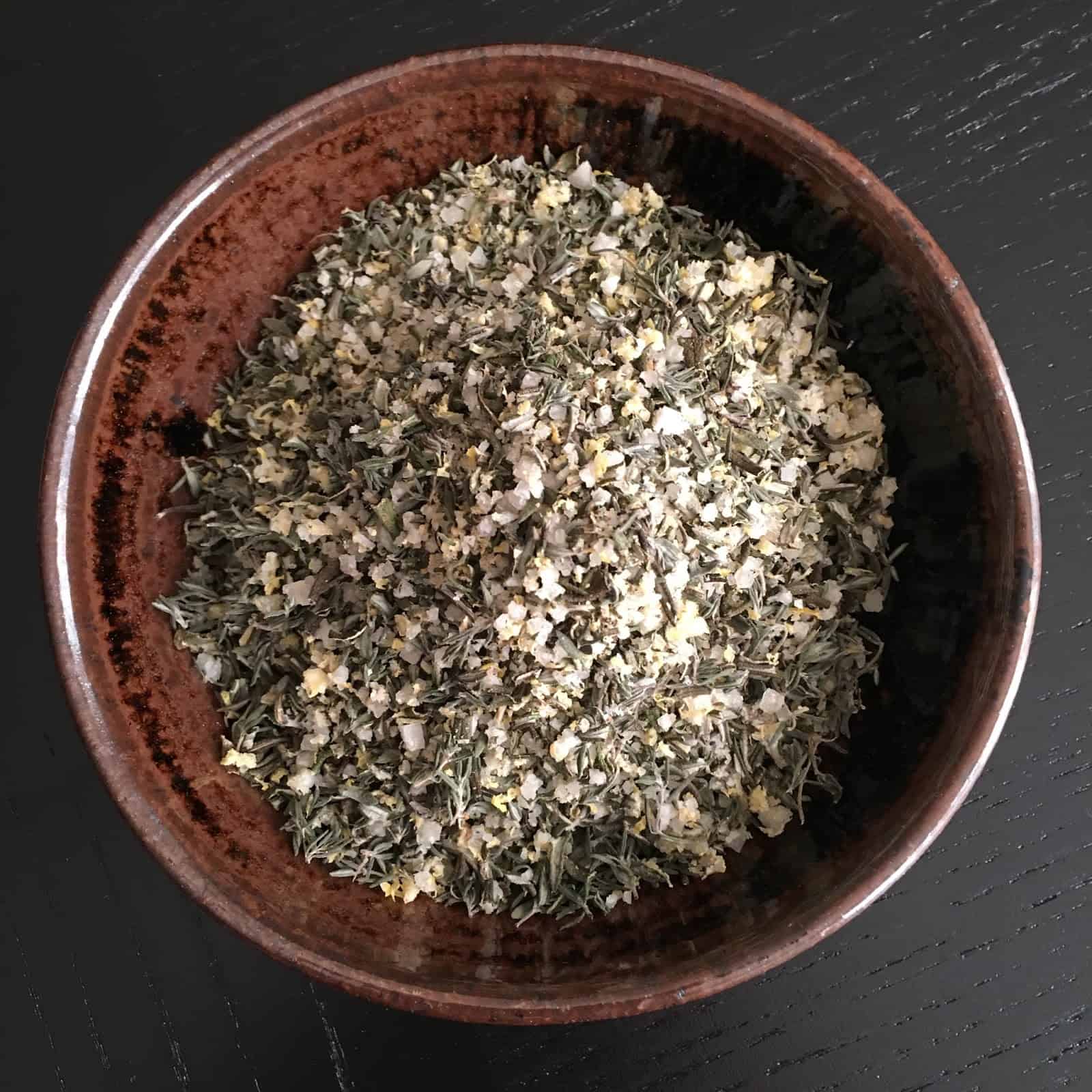 Bowl of lemon herb garlic salt