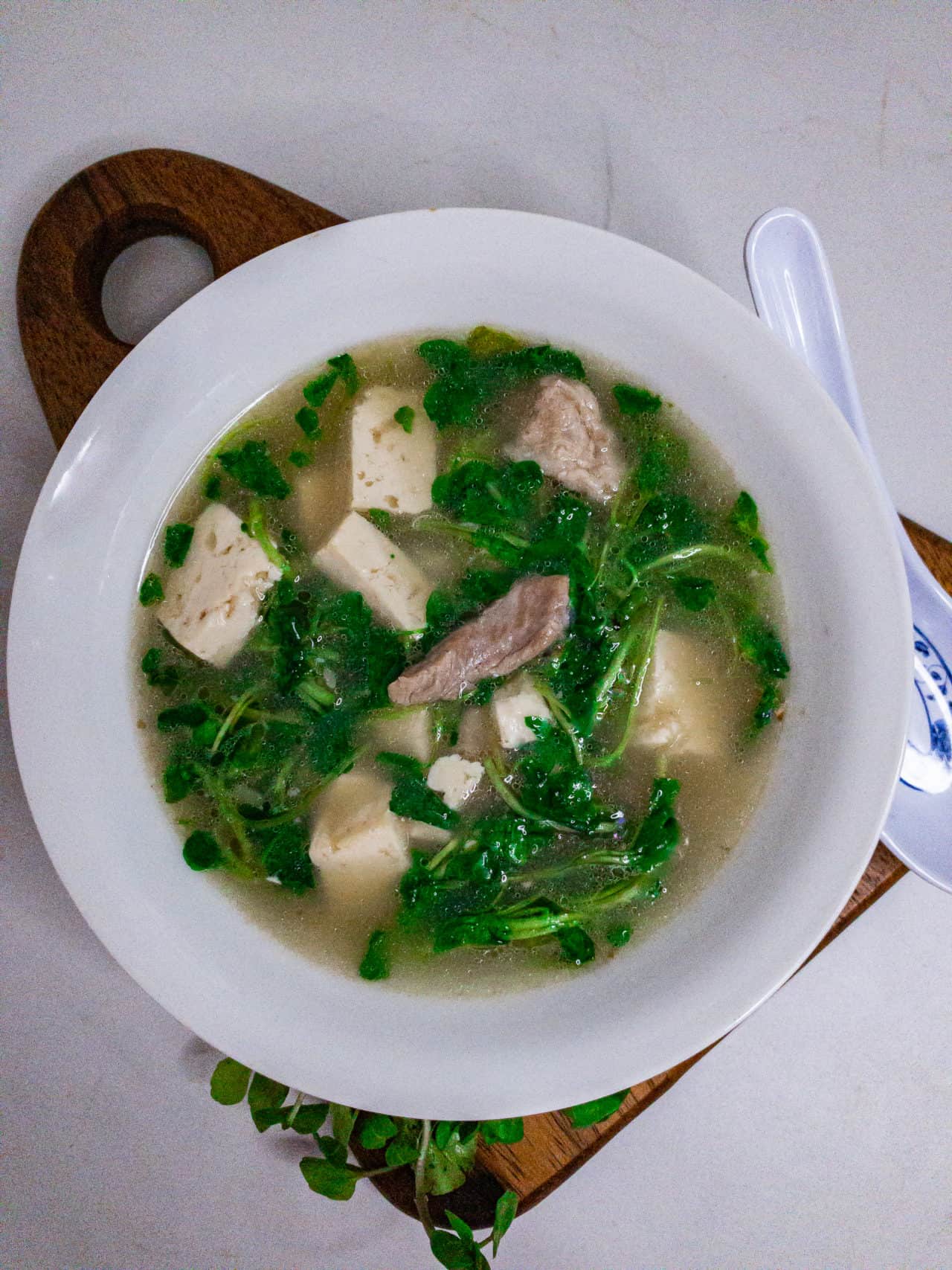 Pork Tofu and Watercress Soup She's Almost Always Hungry