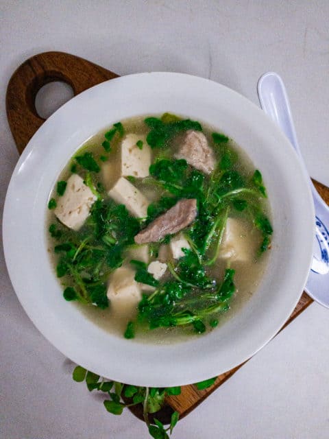 Pork Tofu and Watercress Soup - She's Almost Always Hungry