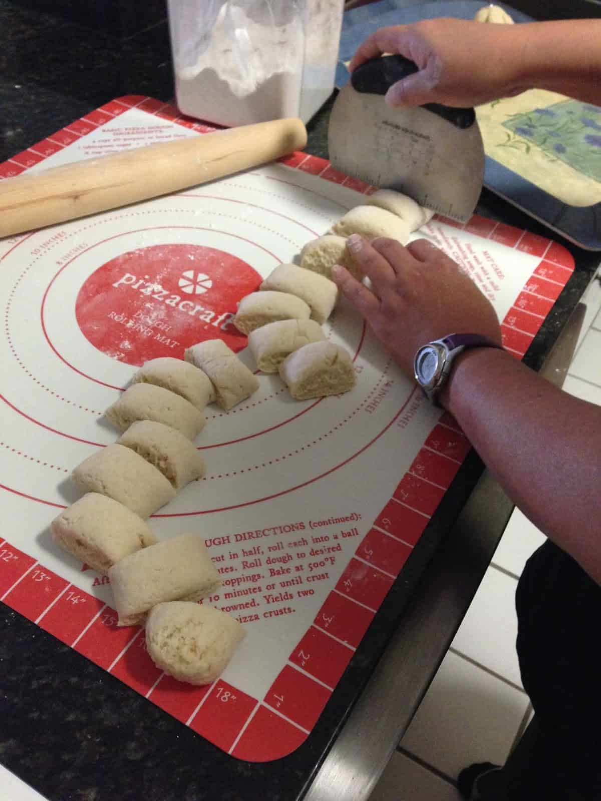 Portioning out the dough