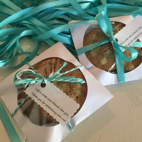 Malted Milk Chocolate Chip cookies packaged as favors