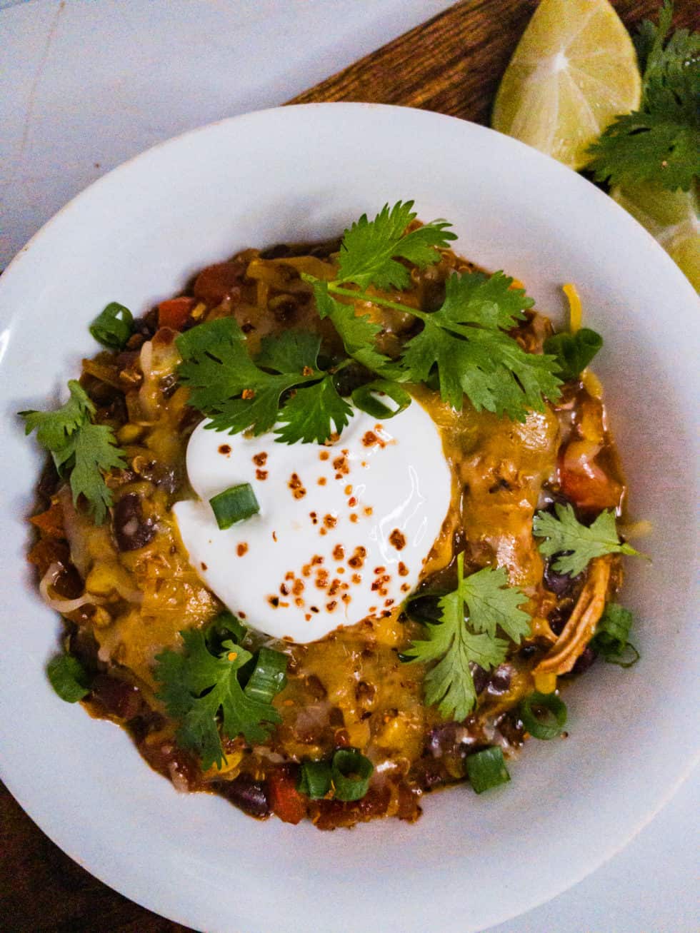 Slow Cooker Chicken Quinoa Enchilada Stew She's Almost Always Hungry