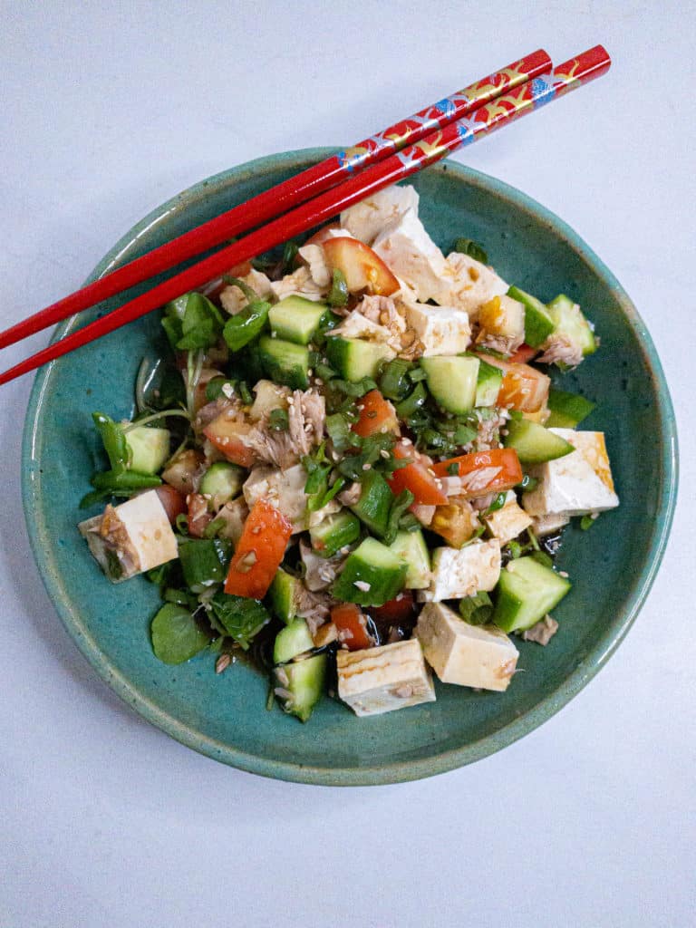 Tofu salad - overhead