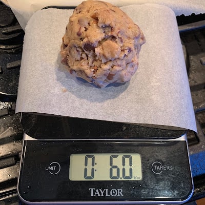 Weighing cookie dough