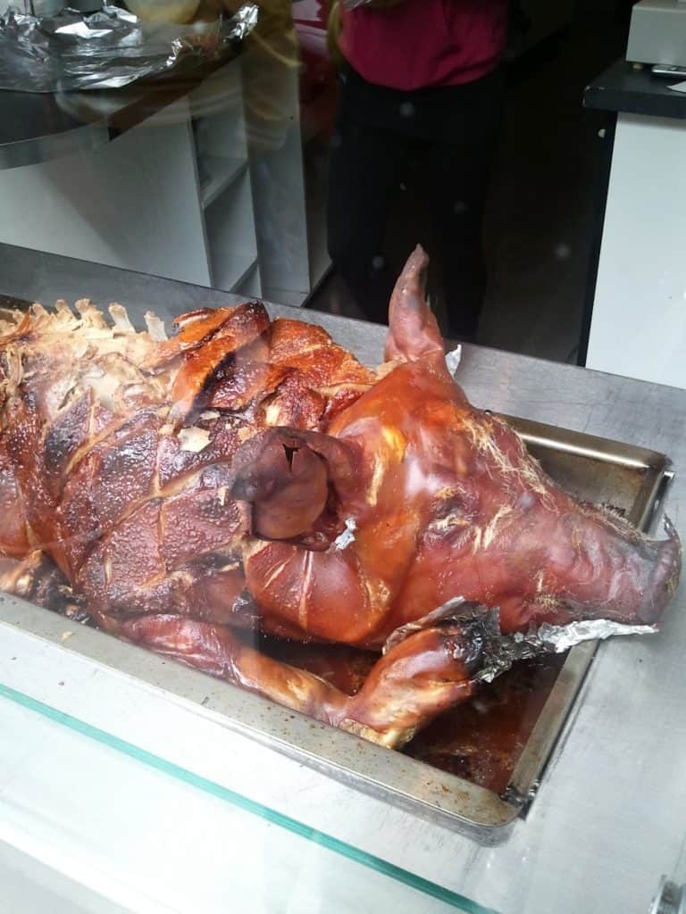 Whole roasted pig at Oink