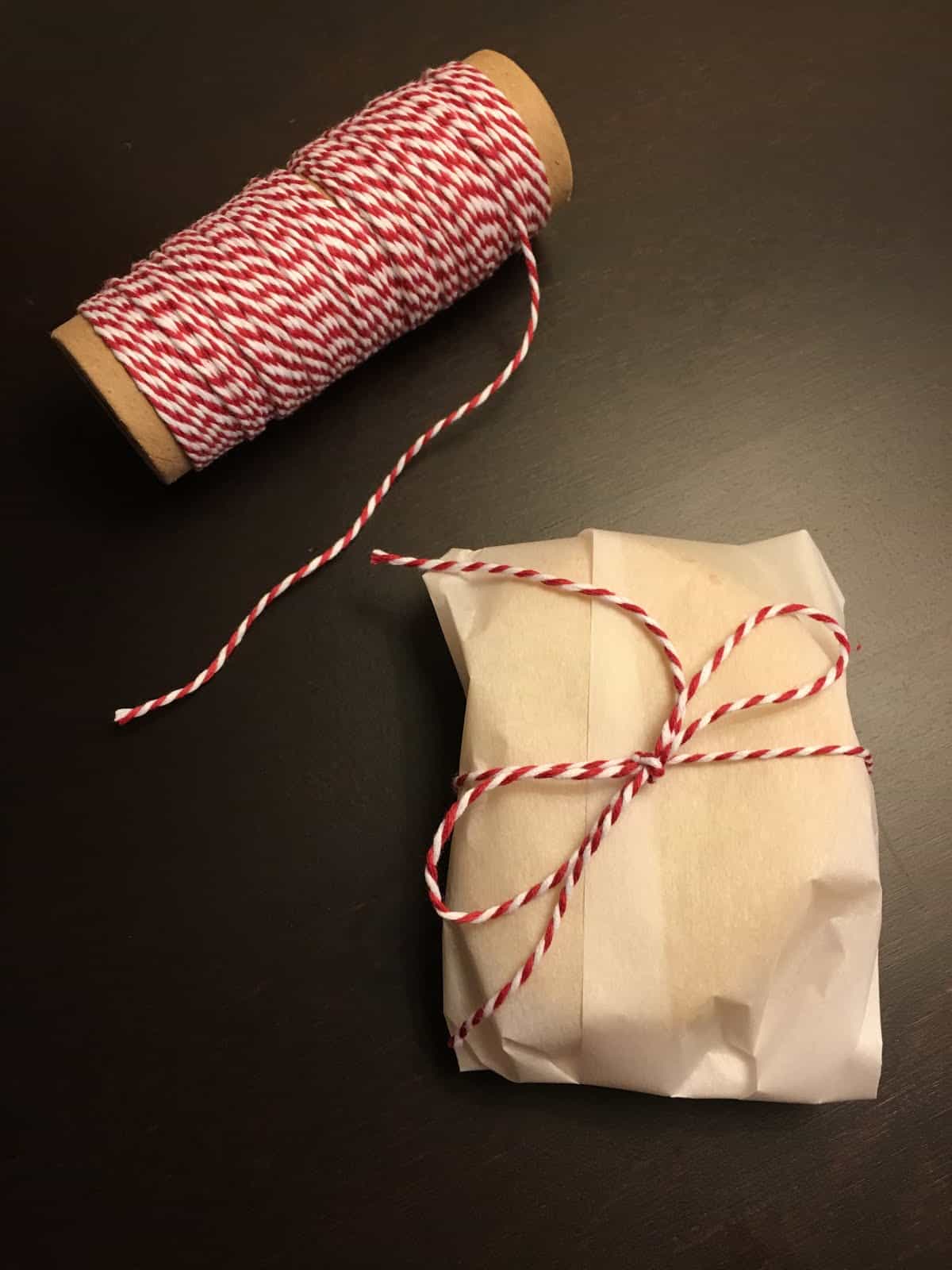 Wrapped cookie parcel - parchment paper and butcher's twine