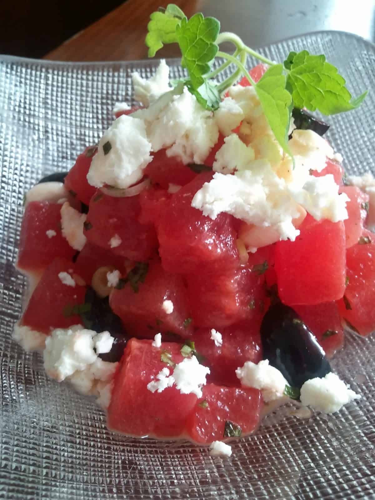 Zaytinya - Compressed watermelon salad with feta and olives