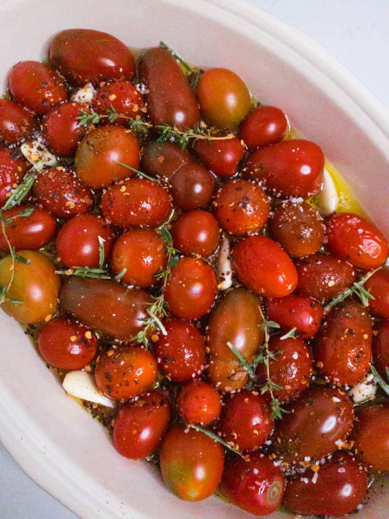 Grape and cherry tomatoes ready for the oven