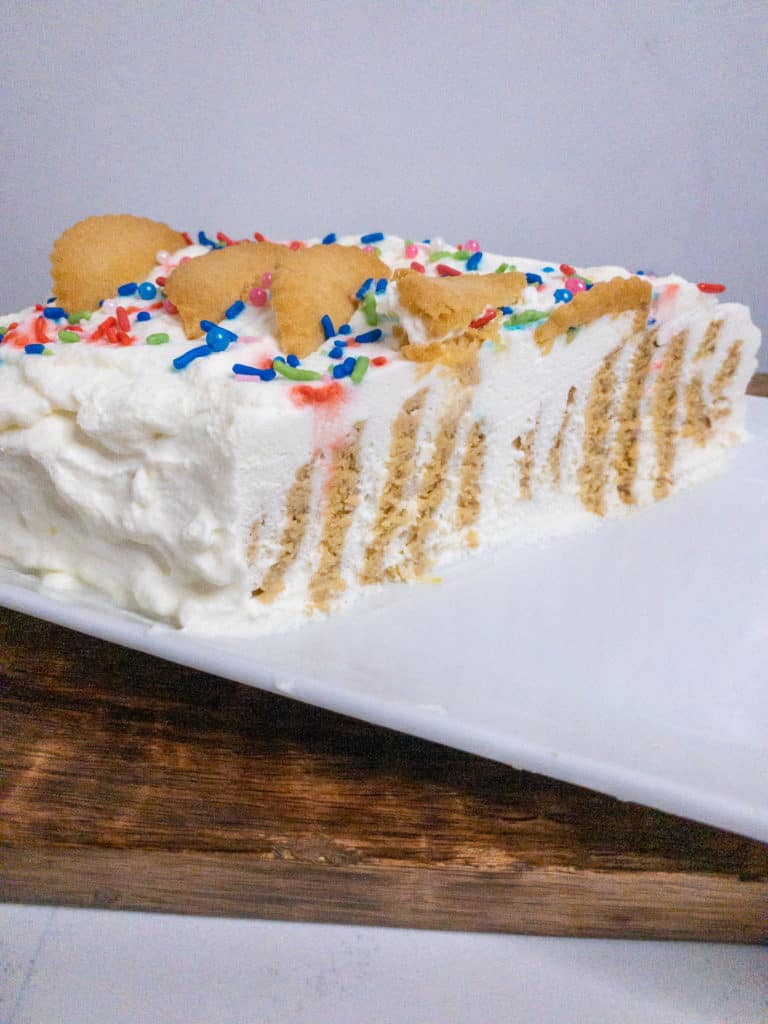 Lemon Icebox Cake - diagonal slice
