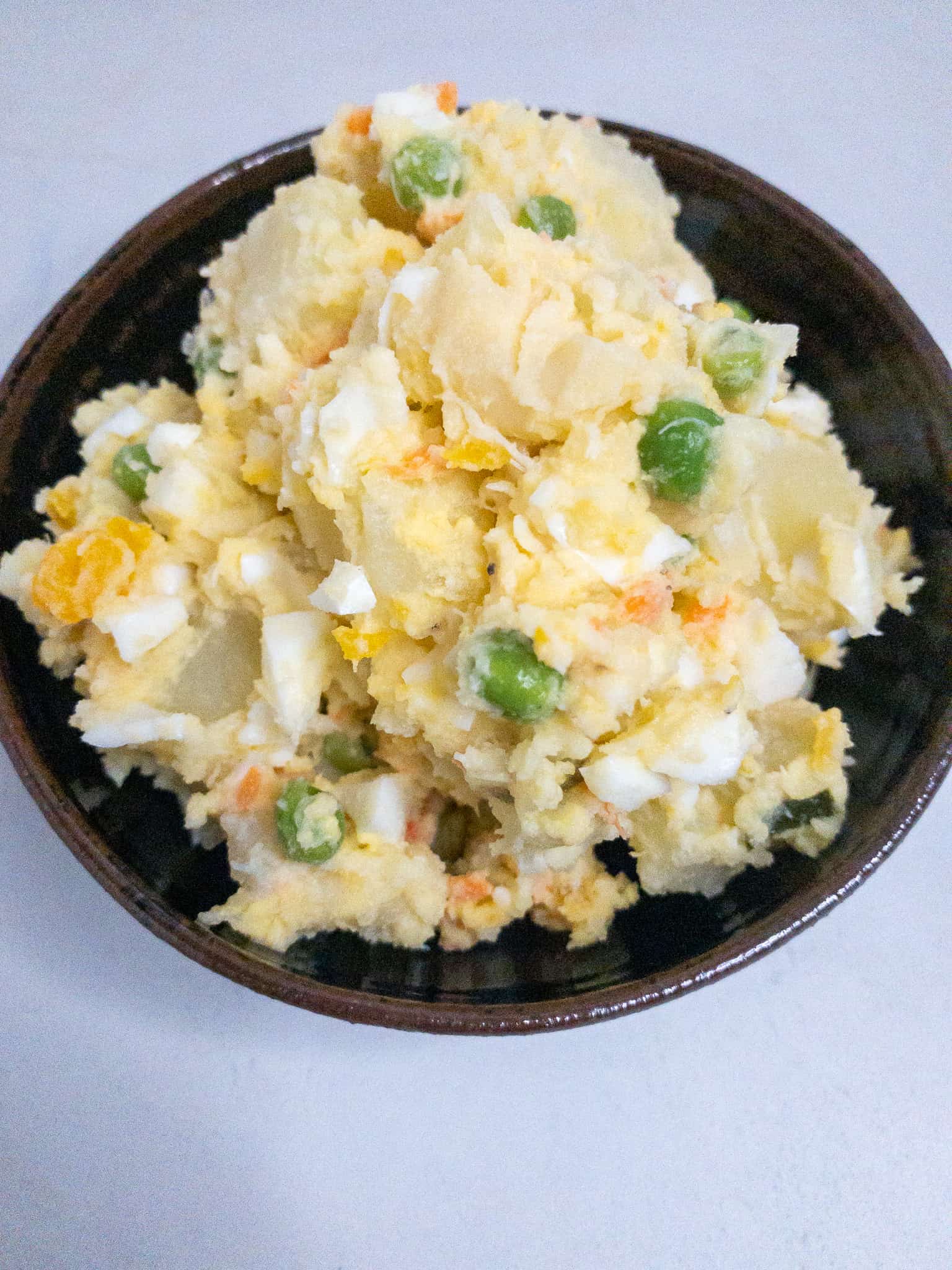 Mom Kaiura's Potato Salad in a serving bowl