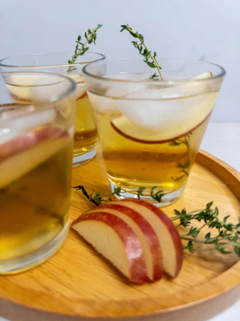 Bourbon Apple Cider Thyme Punch - closeup