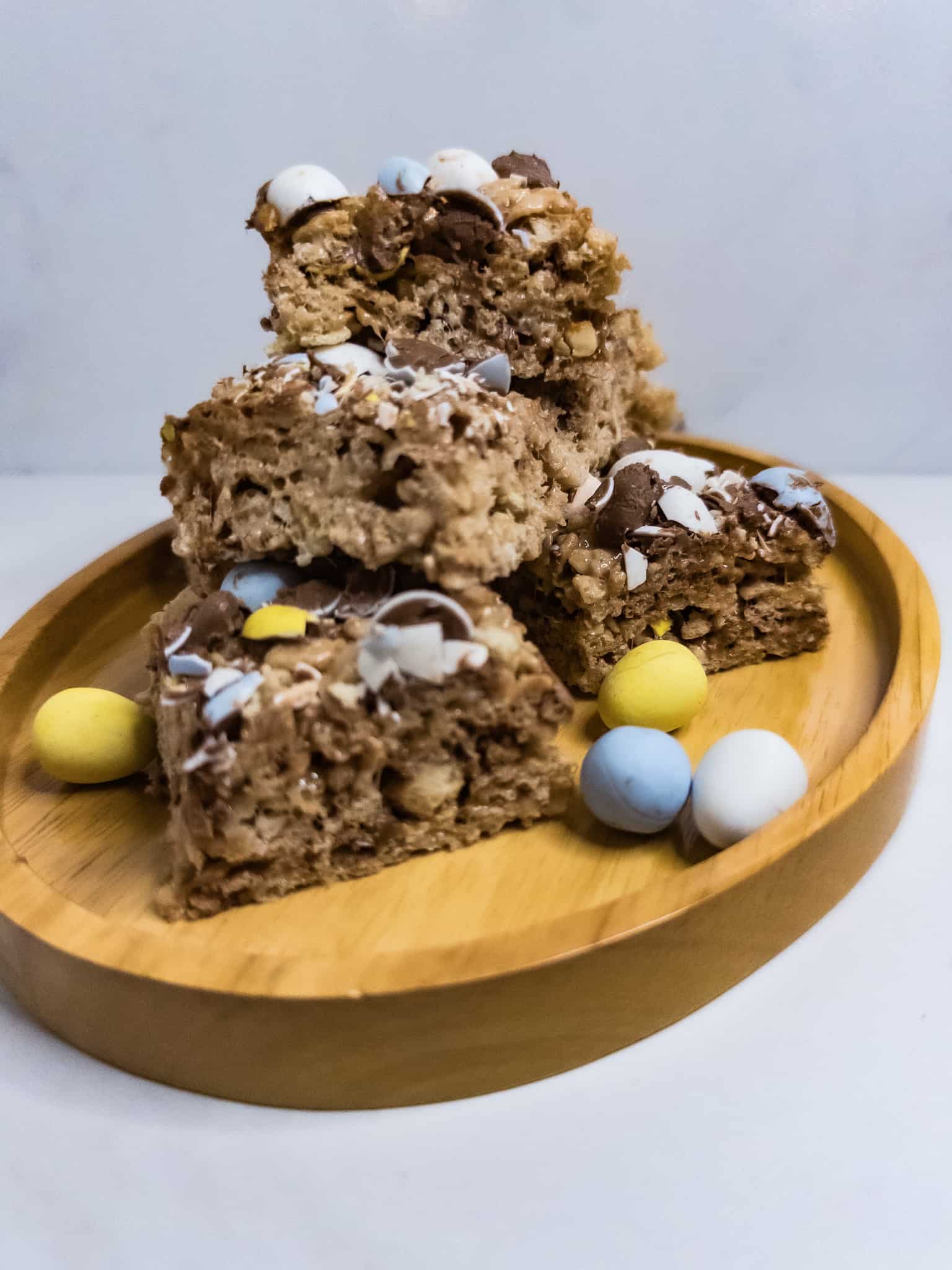 Candy Krispie Treats - stacked on a tray