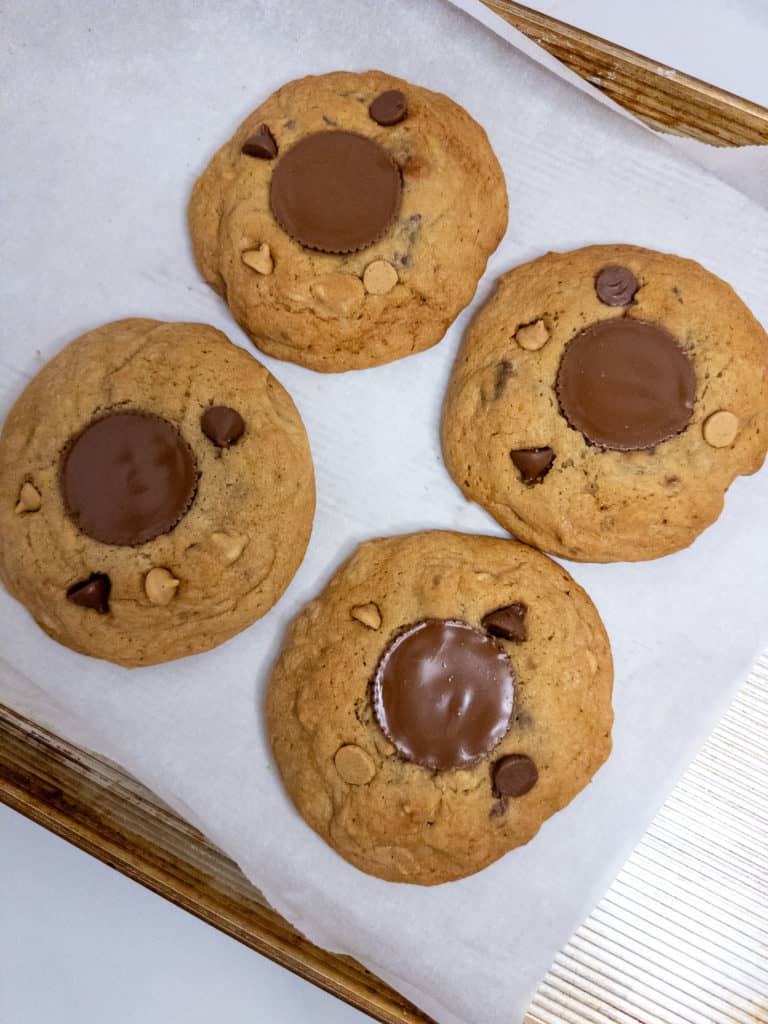 Chocolate Peanut Butter Cup Cookies - on sheet pan