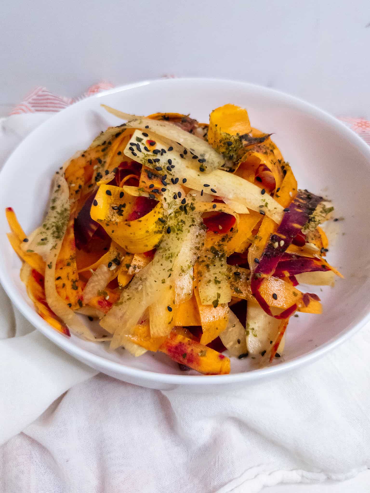 Sesame carrot ribbon salad