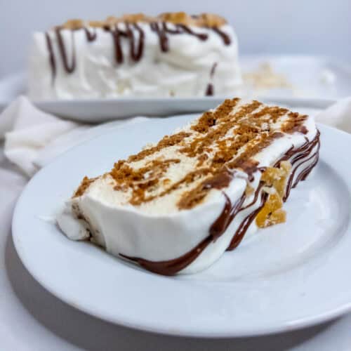 Biscoff Icebox Cake - closeup slice