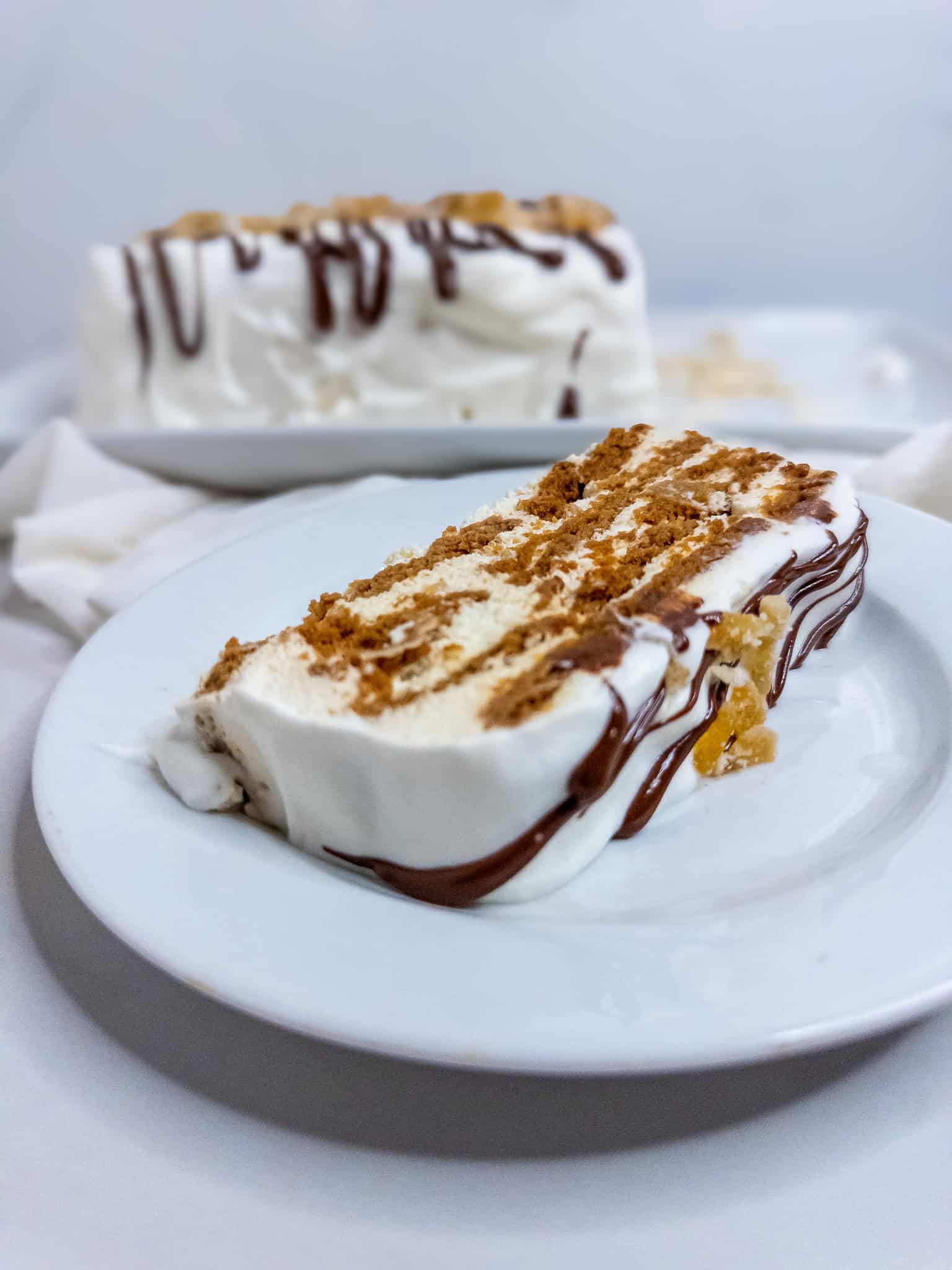 Biscoff Icebox Cake - closeup slice