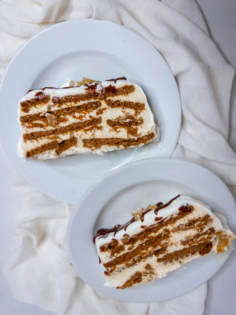 Biscoff Icebox Cake - slices (overhead)