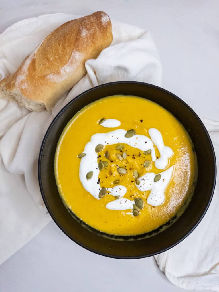 Creamy Sweet Potato Ginger Soup - overhead