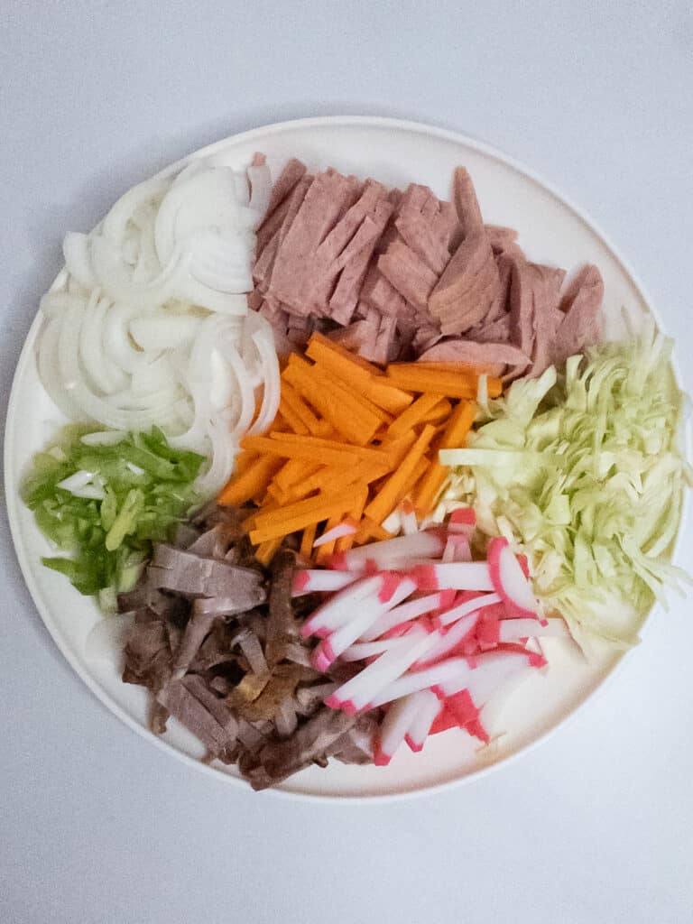 Fried Saimin ingredients